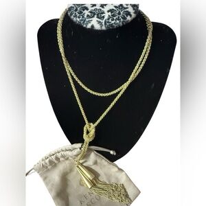 Kendra Scott Matte Gold Phara Lariat Tassel Necklace 41”